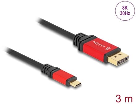 Delock USB Type-C™ to DisplayPort Cable (DP Alt Mode) 8K 30 Hz with HDR function 3 m red