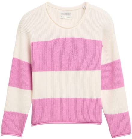 Tom Tailor - Gebreide trui - Maat 92/98 - pink ecru block stripe