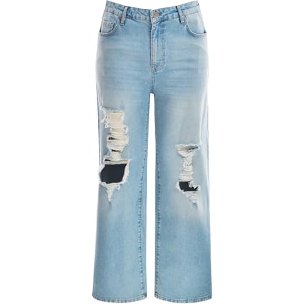 Dames jeans met versleten details Mat Fashion Wide Leg