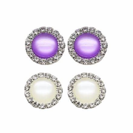 2 Paar clip oorbellen-Lila-Wit-1.5 cm