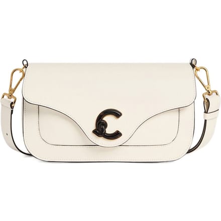 COCCINELLE Leren schoudertas handtas C-Me Calf & Marb Handbag Pearl crème