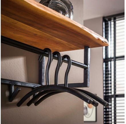 Kapstok Timber 6 haken hoedenplank 100 cm