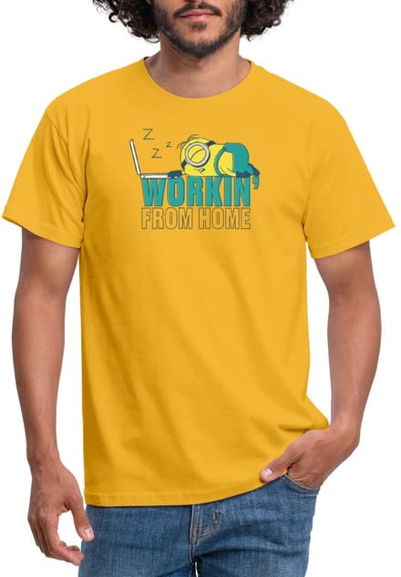 Minions Stuart Working From Home T-Shirt Heren