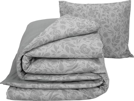 De Witte Lietaer Dekbedovertrek Lea Natural Grey - Eenpersoons - 140 x 200/220 cm - Flanel