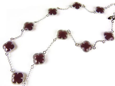 model 10 Fiori collier in zilver bordeaux klavers