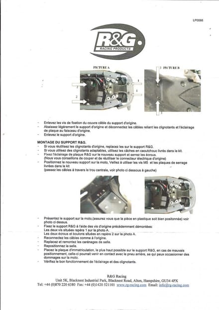 Kentekenplaathouder LED-verlichting R&G voor motor Triumph 1050 Speed triple 2005 tot 2010 LP0066BK Nieuw