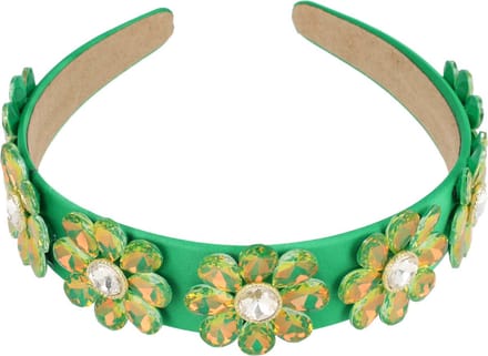 Haarsoires Haarband Diadeem 4cm – Bloemen - Facetstenen – Groen