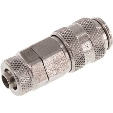 RVS DN 5 Luchtkoppeling Snelkoppeling 6x8 mm Push-On - CLS5-N-S-6