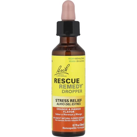 Bach, Rescue Remedy® Dropper, Orange & Mango, 0.7 fl oz (20 ml) yellow