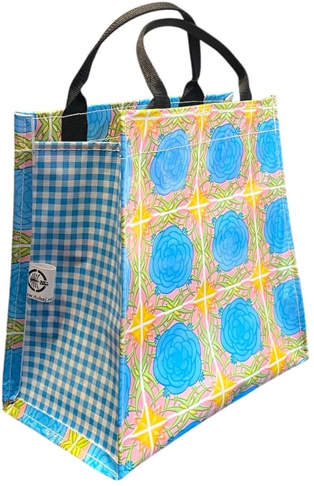 Atelier Du Baj Shopper van Mexicaans tafelzeil rose aqua blue