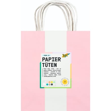 Tas met handvat Folia kraftpapier 110gr 18x21x8cm set à 7 kleuren