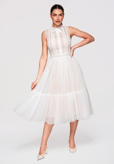 LARICA Jurk - Polyamide - Mouwloos - Rits Wit S