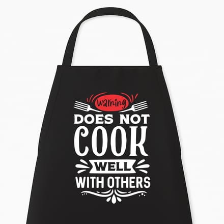 Keukenschort "Warning, does not cook well with others" | Grappig Kerstcadeau & Sinterklaas | Zwart