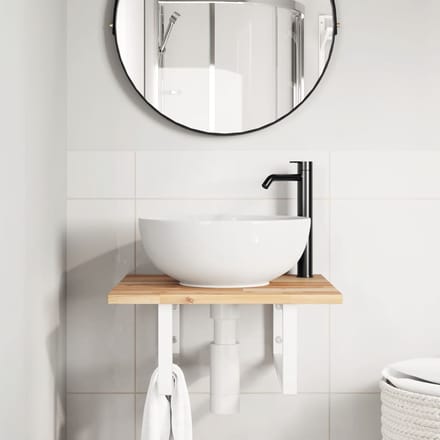 vidaXL - Badkamer - wandschap - staal - en - massief - acaciahout