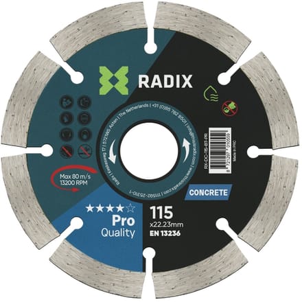 Radix - Diamantschijf voor beton - 115 mm - Pro