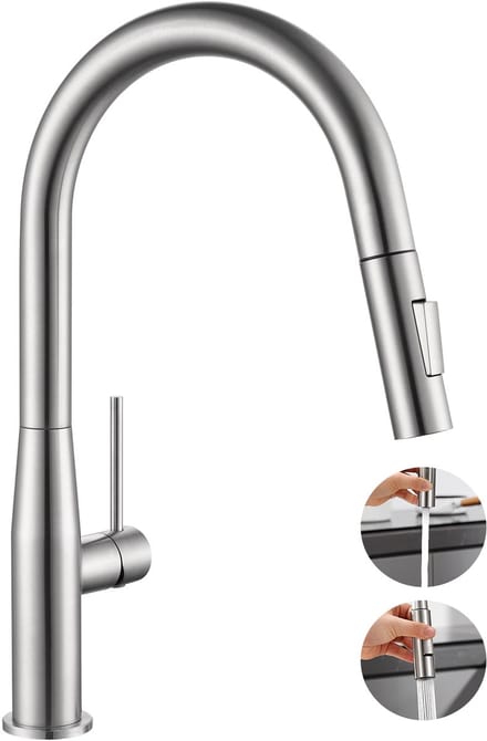 CECIPA max Keukenkraan met Uittrekbare Uitloop - 360° Draaibare Mengkraan - Zilver - 2 straalsoorten