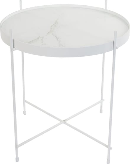 Zuiver Cupid Bijzettafel Rond 43 cm Glas/ Marmer Wit