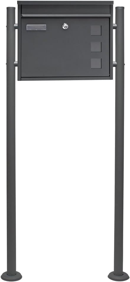 Brievenbus Set - Postbak - Post Ontvangen - Poedercoating - 120 cm Hoog - Antraciet