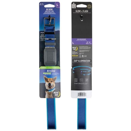 Nite Ize NITEDOG Herlaadbare Led halsband voor een Hond Blauw Large 20" - 24" | 50.8cm - 61cm
