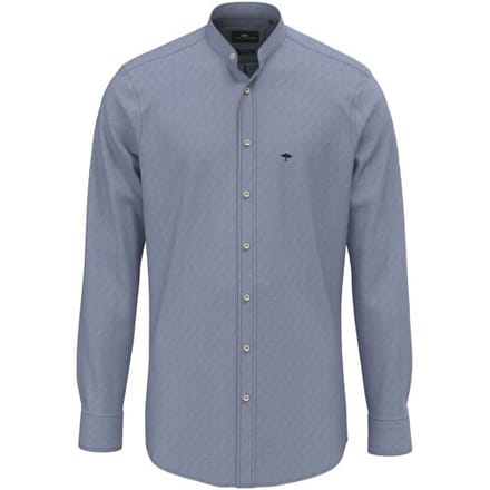 Fynch-Hatton Overhemd Solid Color Denim Stand-Up Collar Crystal Blue / male