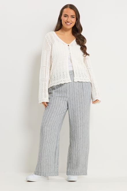 Yours Ivoorwit Pointelle Gebreid Vest Size 54-56