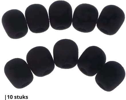 Knaak Microfoon Windkap - Headset - Cover - Plopkap - Cap - Windshield - 25x20mm - Zwart - 10 stuks