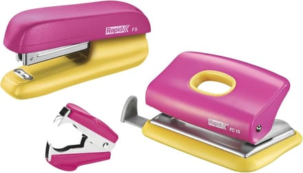 Mini nietmachine perforator - Kantoor set - Papier verwerken - 3-in-1 functionaliteit - Compact formaat - Paars abrikoos