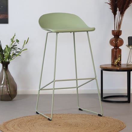Livin24 Barkruk Ellen groen Scandinavisch design 76 cm - barstoel