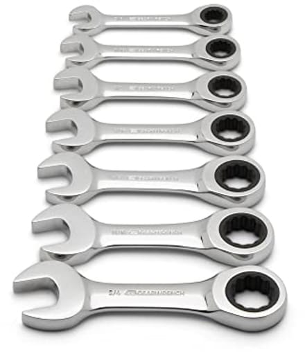 12 Pt. Stubby Ratcheting Combinatiesleutel Set - 7 Stuks - SAE