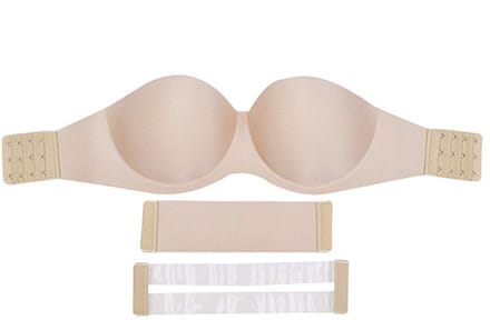 ATTREZZO® Strapless Push up BH - Variabel 70D tot 80D - Open rug - Beige
