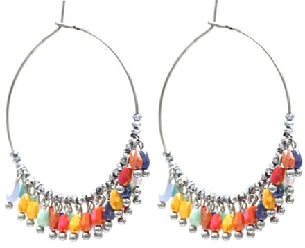 Oorbellen met Glaskralen - Oorhangers - RVS - 4x5,5 cm - Multicolor