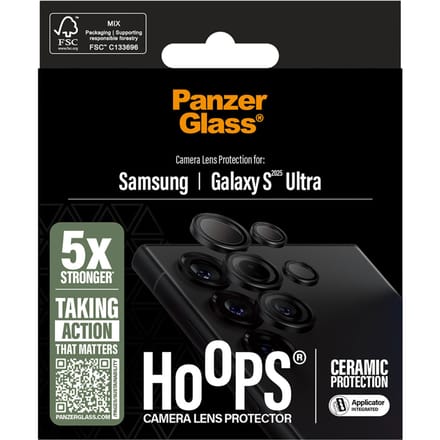 PanzerGlass Screenprotector geschikt voor Samsung Galaxy S25 Ultra Glazen | PanzerGlass Ceramic Hoops Camera Lens Protector - Case Friendly