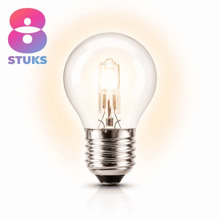8x Kogel Halogeenlamp E27 - 28W - Warm Wit Licht (2700K) - 370 lm - 2 jaar - Dimbaar