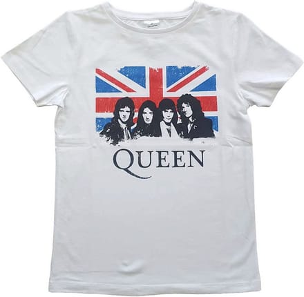 Queen - Vintage Union Jack Kinder Tshirt - Kids tm 8 jaar - Wit