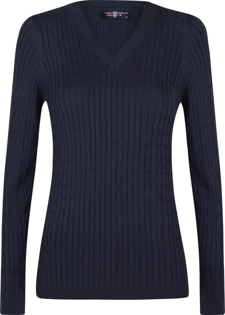 Jimmy Sanders V-Neck Sweater - V Trui - 100% Katoen Dames Navy - M