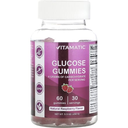 Glucose Gummies, Natuurlijke Frambozensmaak, 60 Gummies
