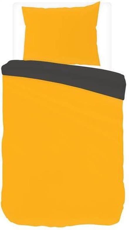 Snoozing Two Tone - Dekbedovertrek - Junior - 120x150 cm + 1 kussensloop 60x70 cm - Oker/Antraciet