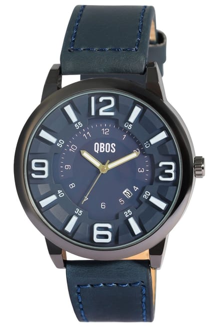 QBOS Herenhorloge kunstleer Datumsweergave