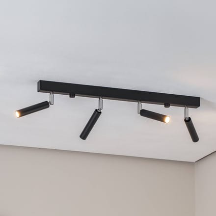 SOLLUX LIGHTING Plafondspot Nicanor, zwart/chroom, 60 cm, 4-lamps.