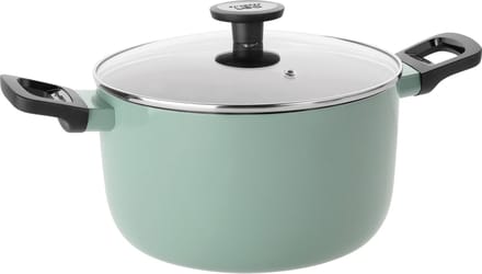 LEO Kookpot antikleef met deksel Sage - Ø 24x14cm - Groen - PFAS-vrij