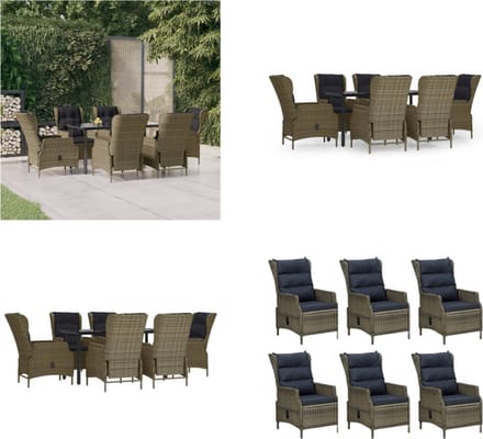 vidaXL - 7-delige - Tuinset - poly - rattan - bruin