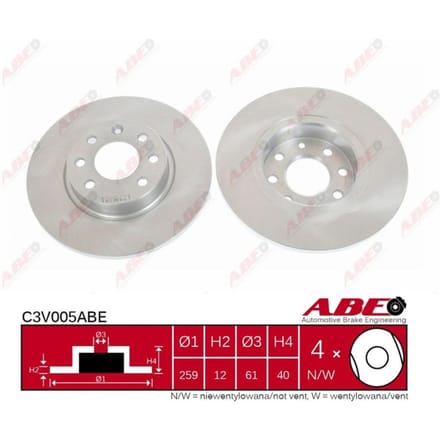 Remschijf ABE C3V005 voorkant, compleet, 1 Stuk