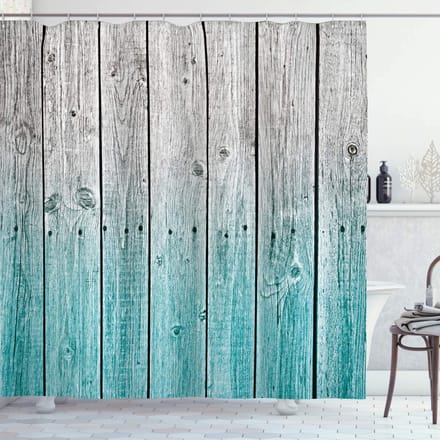 ABAKUHAUS rustiek douchegordijn – digitale houten platen – 175x220 cm