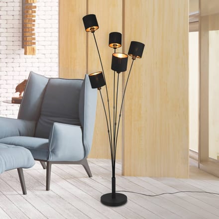REALITY TOMMY - Vloerlamp - Zwart mat - excl. 5x E14 4 W - Badkamerverlichting