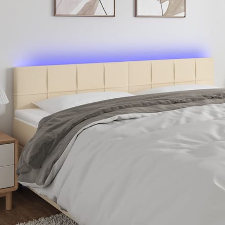 vidaXL - Hoofdbord - LED - 200x5x78/88 - cm - stof - crèmekleurig