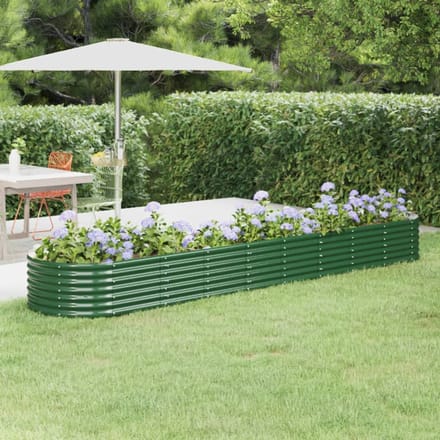 vidaXL - Plantenbak - 368x80x36 - cm - gegalvaniseerd - staal - groen