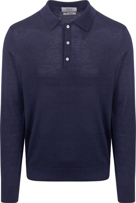 King Essentials The Robert Long Sleeve Poloshirt Merino Navy - Maat XL - Heren - Pullovers