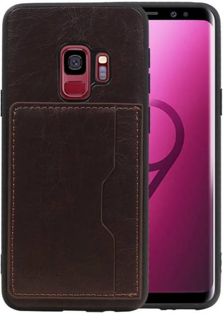 Mocca Staand Back Cover 1 Pasje Hoesje voor Samsung Galaxy S9
