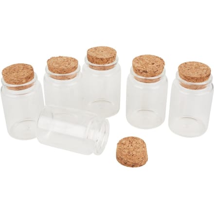 VBS Glazen flacons met kurk, 6 stuks