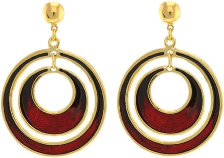 Behave - Dames oorbellen - Goudkleur rood retro design - 5 cm look